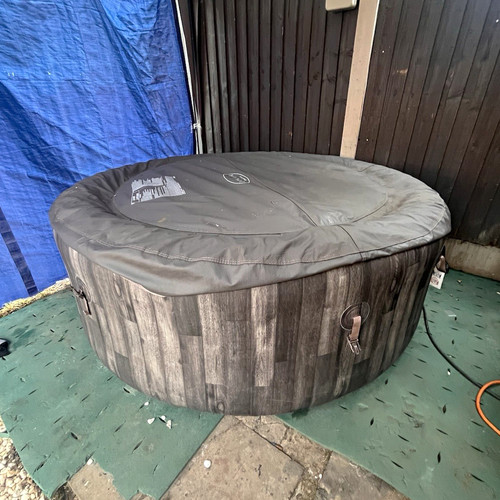 Grey round inflatable hot tub - grey,